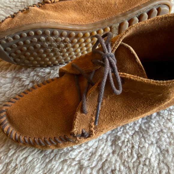 Minnetonka Ankle Lace-Up Suede Moccasins - Picture 5 of 8